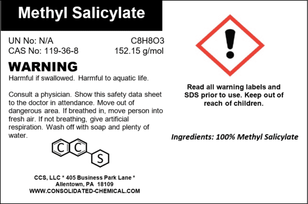 Warning sign for methyl salicylate.