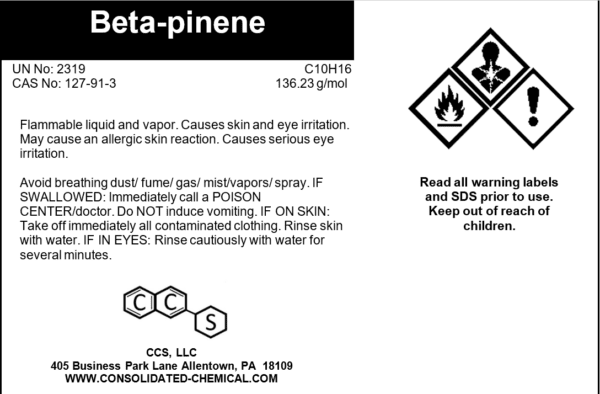 Beta-pinene safety information and usage warnings.