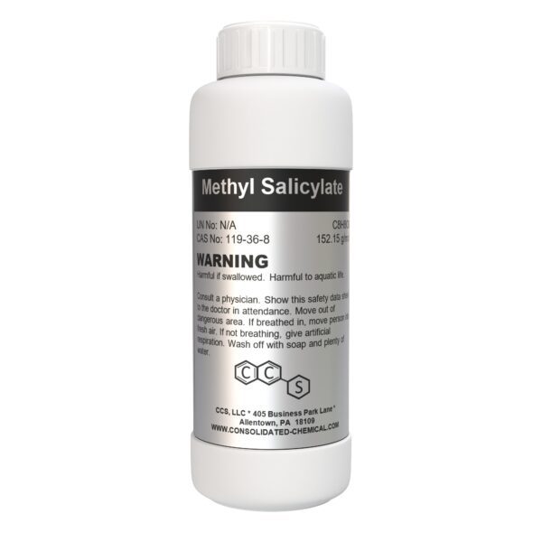 Methyl Salicylate chemical bottle warning.