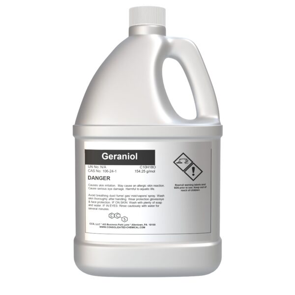 Geraniol chemical in a gallon jug.