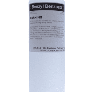 White bottle of Benzyl Benzoate.