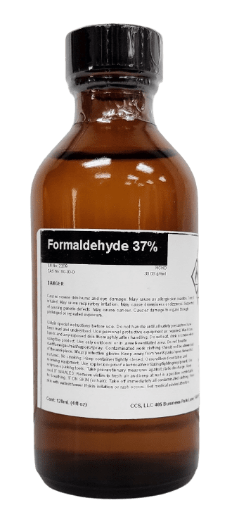 A bottle of Formaldehyde 37% High Purity 120ml Glass Bottle