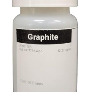 A jar of Ultra Fine Graphite Powder 99% 5 Micron Dry Lubricant 50g-250g on a white background.