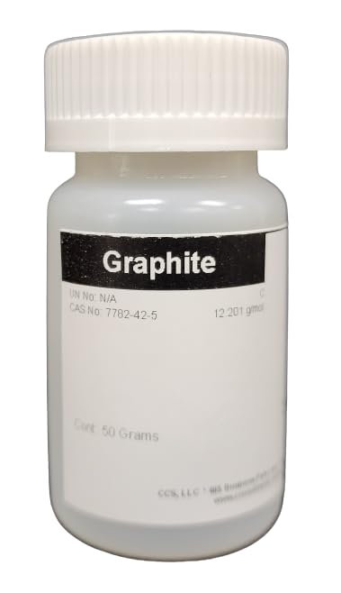 A jar of Ultra Fine Graphite Powder 99% 5 Micron Dry Lubricant 50g-250g on a white background.