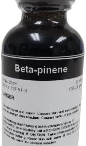 Beta-pinene chemical bottle label.