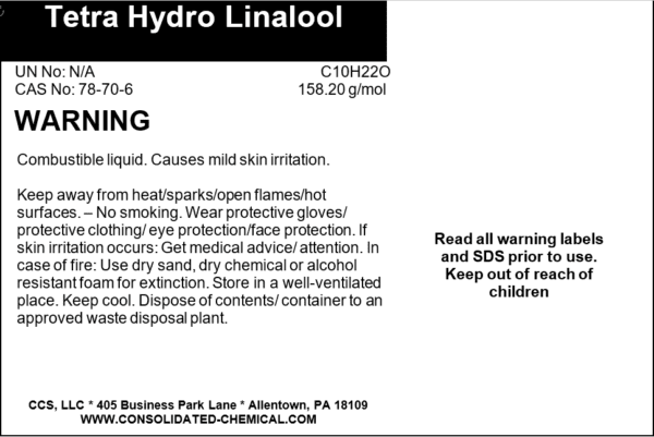 Warning label for Tetra Hydro Linalool.