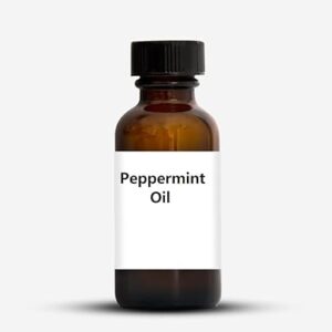 Amber bottle of peppermint oil.