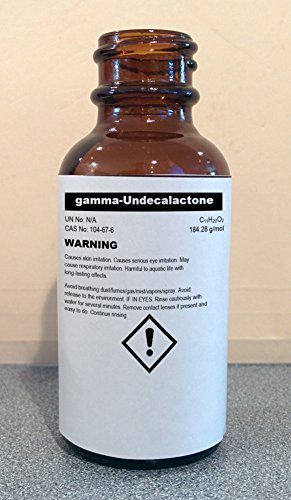 Brown glass bottle of gamma-undecalactone.