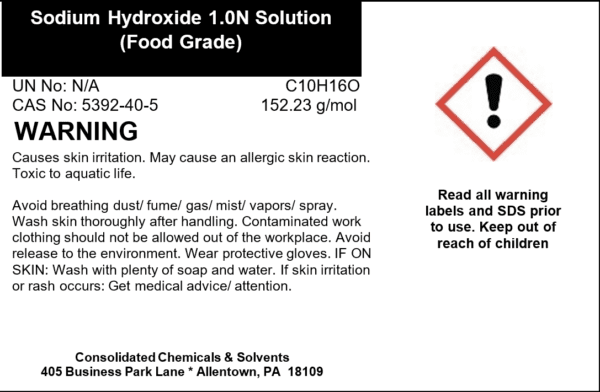 Sodium Hydroxide 1.0N Solution Food Grade - Image 3