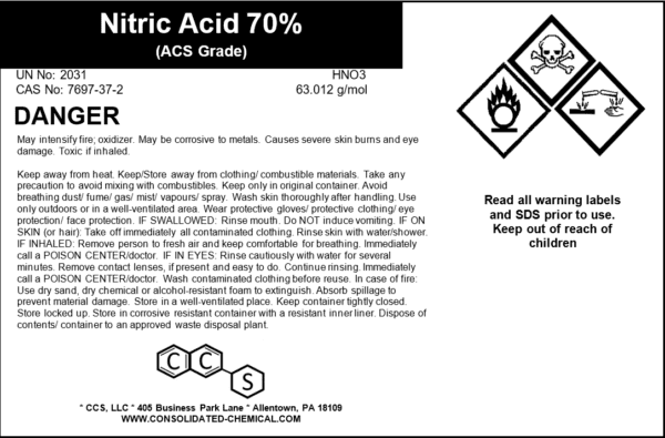 Nitric Acid 70% – ACS Grade Corrosive Acid - Image 3