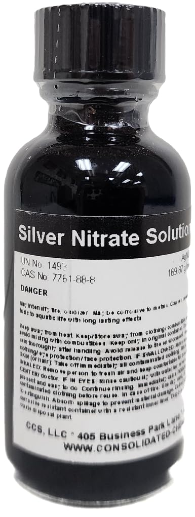 Silver Nitrate Solution Bottle with Label