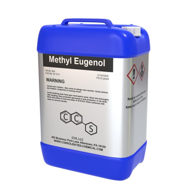 Blue jug of Methyl Eugenol chemical.