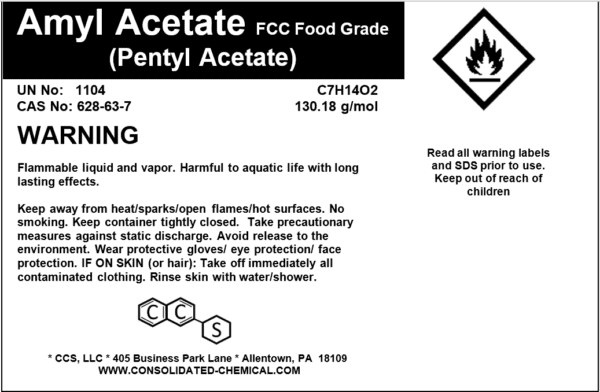 Flammable liquid warning label for amyl acetate.