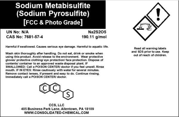 Sodium Metabisulfite (Sodium Pyrosulfite) - Photography Grade - Image 3