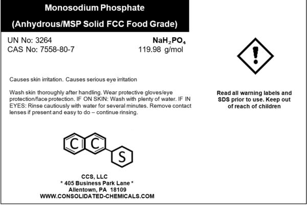 Monosodium Phosphate Anhydrous - MSP Solid FCC Food Grade - Image 2