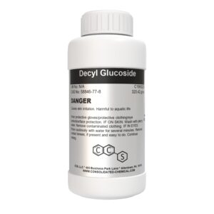 Decyl Glucoside bottle with hazard warning.