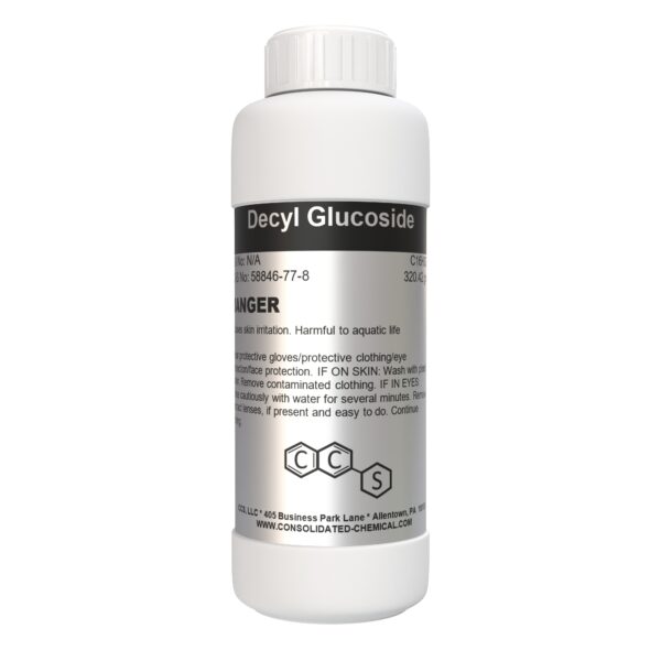 Decyl Glucoside chemical bottle with warning label.