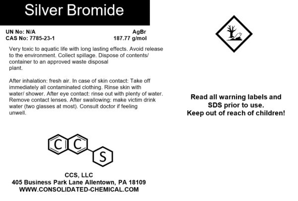 Safety label for Silver Bromide chemical.