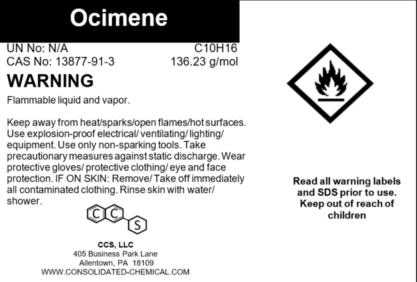 Label for flammable chemical, safety instructions included.