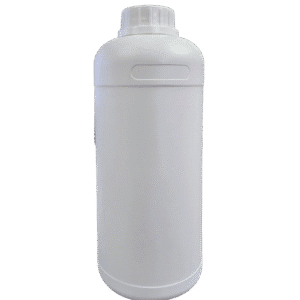White plastic bottle with screw cap.