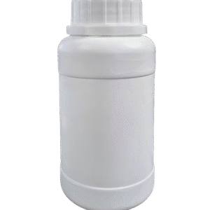 White plastic bottle with a screw cap.