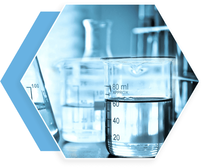 A close-up of beakers.